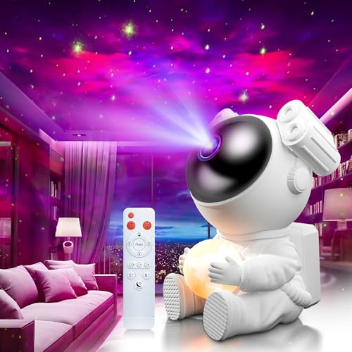Sternenhimmel Projektor mit Mondlampe, LED Astronaut Nachtlicht für Kinder & Erwachsene Mit Fernbedienung, Ideal als Weihnachts & Geburtstagsgeschenk für Schlafzimmer, Kinderzimmer & Party - Mini