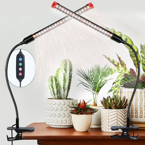FECiDA 2Pack 9W Clip Pflanzenlampe LED, Vollspektrum Pflanzenlampe mit Timer für Zimmerpflanzen, Grow Light mit High PPFD Wachstumslampen für Blumen, Gemüse, Hydroponik mit Zeitschaltuhr 4,8,12 Hr
