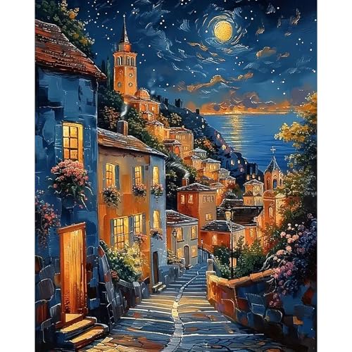 Viart Malen Nach Zahlen Landschaft-Malen nach Zahlen Erwachsene,Landschaft Paint by Numbers Adult für Home Wand Dekor 40x50cm