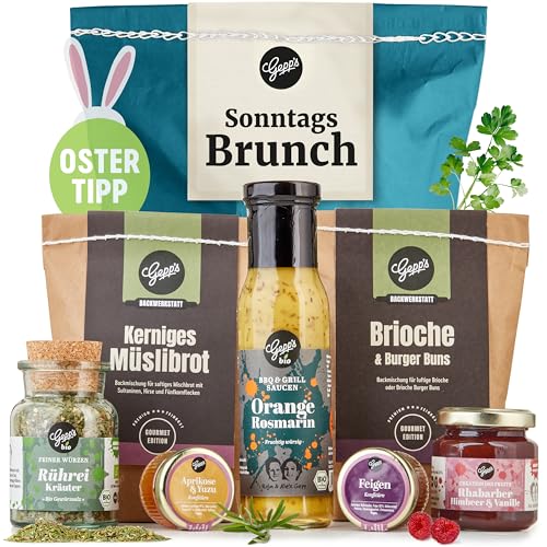 Gepp’s Feinkost Wundertüte Sonntags-Brunch I Geschenkset mit Delikatessen wie Aprikose & Yuzu und Feige-Fruchtaufstrich I Geschenk mit Köstlichkeiten für ein perfektes Frühstück