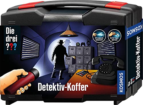 Die drei ??? Detektivkoffer von KOSMOS, Detektiv Spielzeug Set für Kinder ab 8 Jahre mit Fingerabdruck-Pulver, wichtige Utensilien und Profitipps zur Ermittlung, Wit