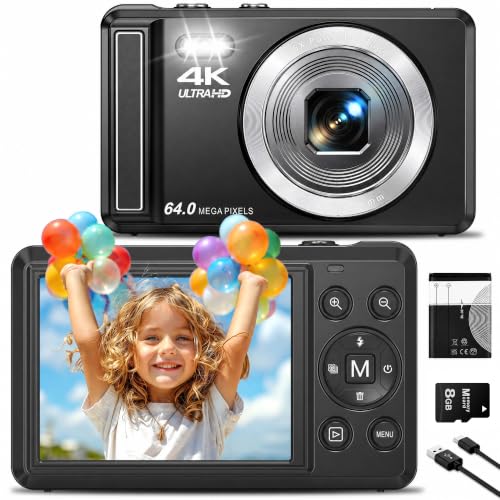 Digitalkamera 4K 64MP, 2.8 Zoll UHD Autofokus Kamera fotokamera