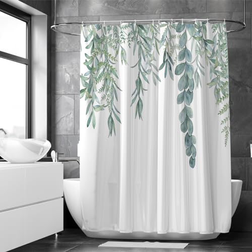 Loti Living Anti-Schimmel Duschvorhang - 180x200 cm - Hängepflanze - Wasserfestes Polyester - Inkl. Ringe - Shower Curtains - Für Badewanne