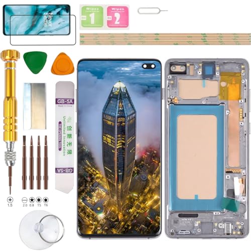Gadget Troops (Fingerabdruckfrei) LCD-Display-Montage für Samsung Galaxy S10+ Plus SM-G975F/DS, G975U, G975U1, G975W, G975X, SC-05L Bildschirm-Ersatz-Kit (Schwarz)