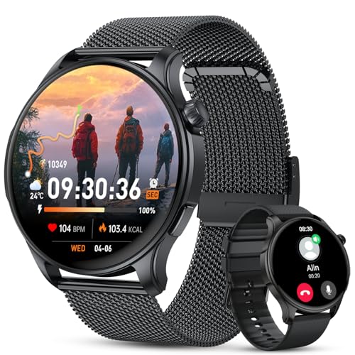 Smartwatch Herren Damen Fitnessuhr mit Telefonfunktion: Bluetooth Anruf Armbanduhr uhr Wasserdicht Fitness tracker Smart Watch mit Herzfrequenz Schlafmonitor Schrittzähler Sportuhr Uhren Android iOS