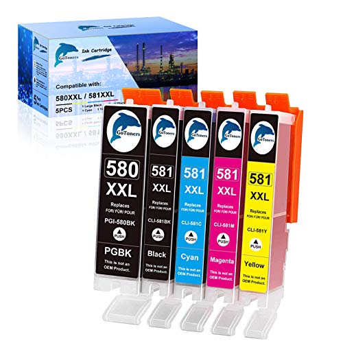GoToners XXL Patronen Kompatibel für Canon 580 581 Druckerpatronen PGI-580 CLI-581 für Canon Pixma TR8550 TS705 TS6350 TS6350a TS705a TS6351 TS6250 TS6150 TS9550 TS6151 TS6251 TR8500 TR7550 (5er-Pack)