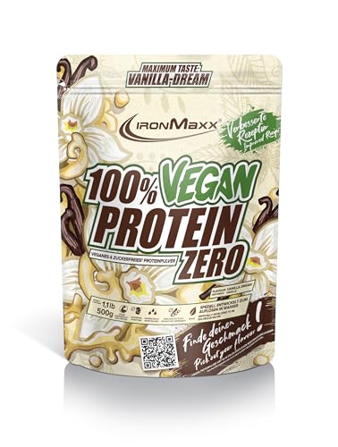 IronMaxx 100% Vegan Protein Zero - Vanilla Dream 500g | Veganes Eiweißpulver ohne Zucker | Low Carb Protein Shake, High Protein, laktosefrei, geeignet für Muskelaufbau & Diät