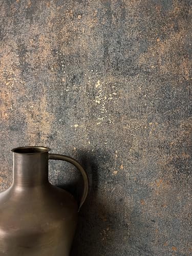 Newroom Tapete Schwarz Vlies Betonoptik - Industrial Glamour Glanzeffekt Kupfer für Wohnzimmer Schlafzimmer