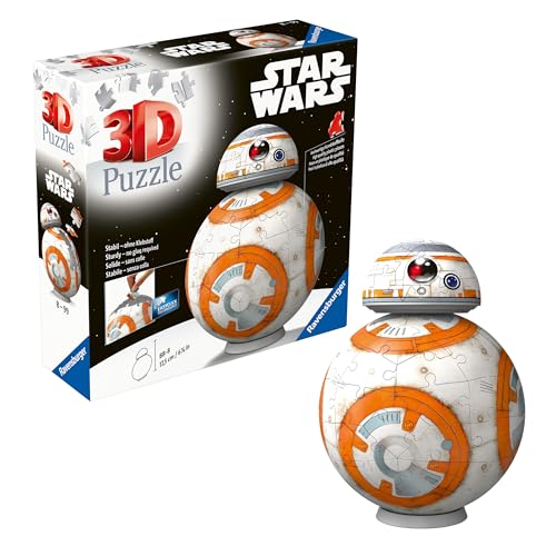 Ravensburger 3D Puzzle 11578 - Star Wars BB8 - Astromech-Druide aus Episode VII, VIII und IX als dreidimensionaler Puzzle-Ball große und kleine Star Wars Fans