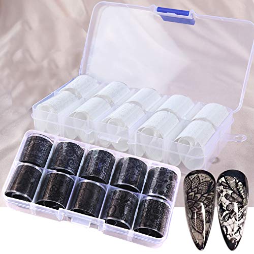 Mwoot Spitze Nail Art Folie - Holographische Lace Nagelaufkleber Set - 2 Box / 20 Stücke Transferfolie für Nailart - Wraps Kit