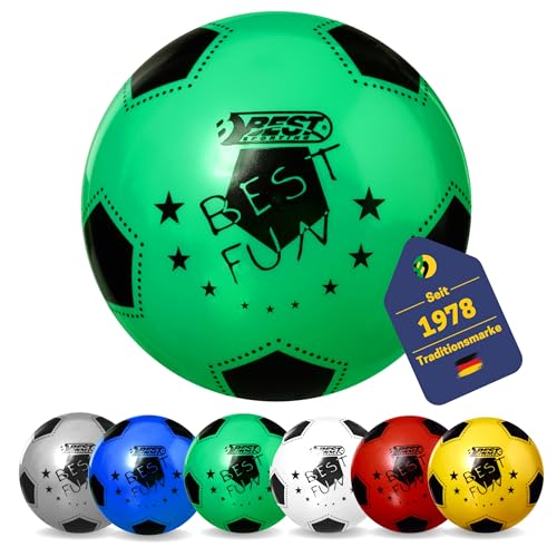 BEST SPORTING PVC-Ball Fun I Leichter Spielball I grüner Fußball I hochwertiger Wasserball I 23 cm großer Beachball I bunter Ball Logo I Gummiball I Ball Kinder