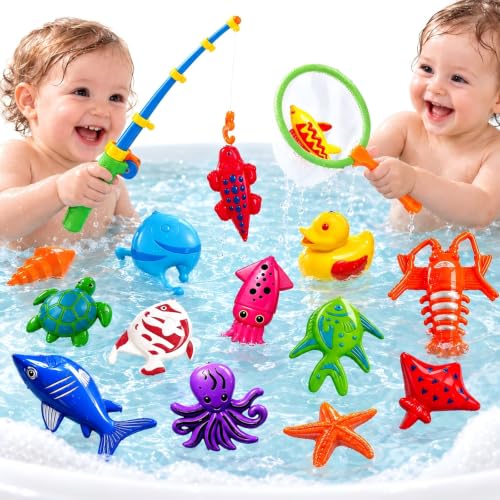 30 Pcs. Angelspiel Magnetisch Wasserspielzeug Kinder Outdoor Spiele für Kinder Pool Spielzeug Kinder ab 3 4 5 Jahre Badewannenspielzeug Garten Spielzeug für Kinderpool/Planschbecken/Strand