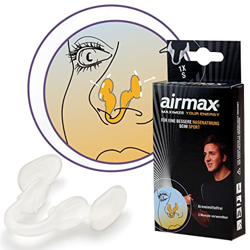 AIRMAX® Sport Nasenspreizer - Nasendilatator für eine bessere Nasenatmung beim Sport - spreizt die Nasenflügel - mit Aufbewahrungsdose (Größe S)