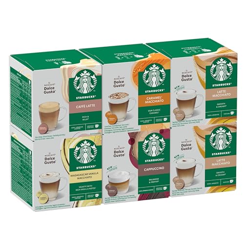 STARBUCKS Probierset, White Cup Variety Pack by Nescafé Dolce Gusto Kaffeekapseln 6 x 12 (72 Kapseln) - Exklusiv bei Amazon