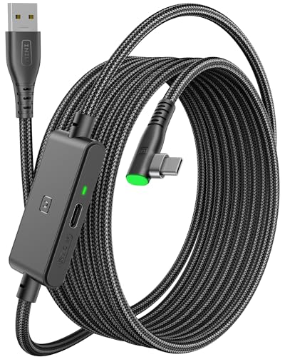 INIU Link Kabel mit Ladeanschluss [5m], Kompatibel mit Oculus Meta Quest 3/Quest 2/1/Quest Pro und Pico 4/PC Steam VR Zubehör, High Speed 2.5Gbs USB C Datenkabel PC zu PC für VR Headset Accessories.