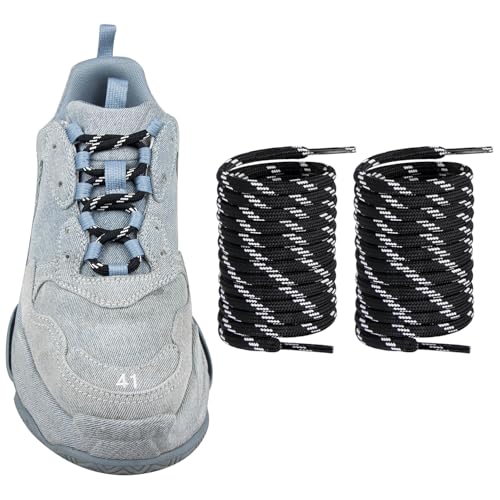 Endoto Schnürsenkel für Balenciaga Triple S Schuhe, Runde Schuhbänder Ersatz Laces Shoelaces (Farbe: Schwarz & Weiß-Kombo, Größe: 50 Zoll)
