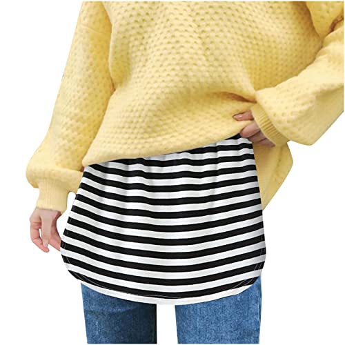 Shirt Verlängerung für Damen 2 Stück Hemdverlängerung Damen Blusenrock Mini Unterrock Bluse Rock Shirt Extender Lower Skirt Sweep Hemd Verlängerung Fake Bluse Minirock 2pc Streifen