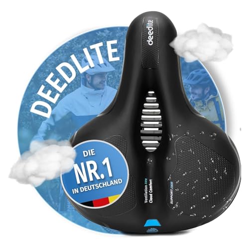 Fahrradsattel Cloud Comfort Pro Max Sattel - Endlich Schmerzfrei Radfahren Bequem Weich Memory Schaum Radsattel Mit Rotem Warnstreifen Cityradsättel Mountainbikesättel mit Federung