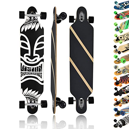 MAXOfit Longboard Mystic No. 16 - Drop Through Board mit robustem Deck und mittelweichen Rollen - Drop Through Achsen und Cutouts für tieferen Schwerpunkt
