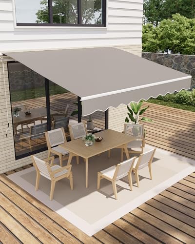Garveelife Gelenkarmmarkise 400 x 250 cm, UV40+ & wasserabweisend, mit Kurbel & Wandhalterung Länge + Winkel einstellbar, Markise für Terrasse & Balkon, Sonnenschutz Balkonmarkise Gelenkmarkise