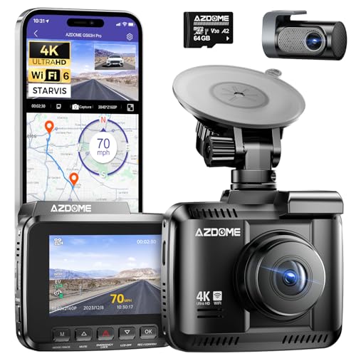 AZDOME Dashcam Auto Vorne Hinten 4K/2,5K GPS WiFi Dash Cam Auto mit Starvis