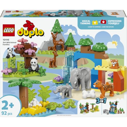 LEGO DUPLO Wildtier-Familien 3-in-1-Set 10446 | Spielzeug ab 2 Jahren für Jungen & Mädchen, Kleinkinder Lernspielzeug mit Tierfiguren, Geschenk für Kinder, 92 Teile