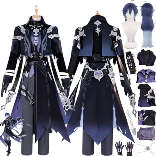 bbganlian Spiel Charakter Flins Cosplay Kostüm Outfit Kinich Varesa Durin Rollenspiel Uniform Komplettes Set Halloween Party Karneval Dress Up Anzug mit Perücke für Männer (XS)