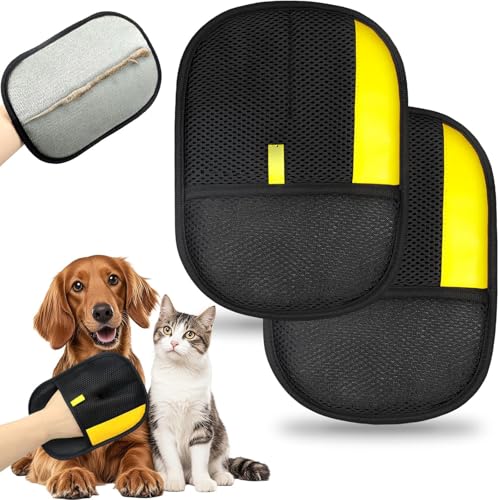 SKELUOZIEU 2PCS Fell Magnet Handschuh Fellmagnet Handschuhe Doppelseitig für Hunde & Katzen – Atmungsaktive Haustierhaarentferner mit Anti-Statik-Funktion, Wiederverwendbar zur Fellpflege im Alltag