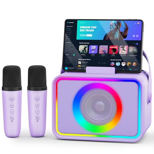 [2026] Karaoke Maschine 2 Mikrofonen: Wowstar Karaoke Anlage mit 2 Karaoke Mikrofonen - Tragbare Bluetooth Karaoke Box Lautsprecher für Erwachsene Kinder Geschenk Weihnachten Subwoofer PA-Lautsprecher