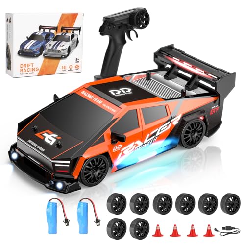 Sentasi RC Drift Car,Ferngesteuertes Auto Drift,1:24 RC Drift-Rennfahrzeug 4WD,High Speed Sportmodell mit LED & Ersatzreifen,30Mins Laufzeit Für für Erwachsene Kinder(Orange)