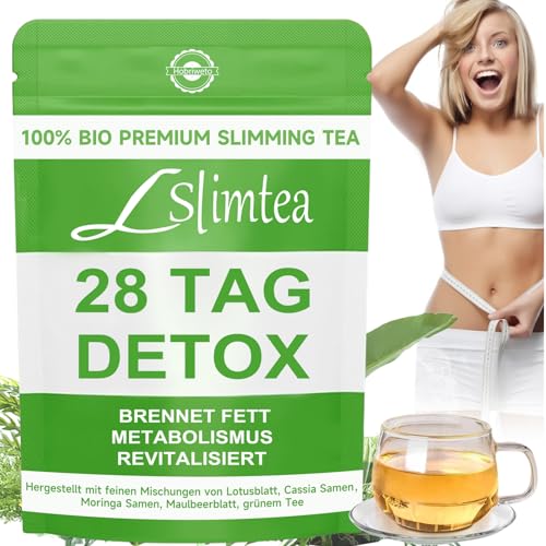 Detox Tee zum Abnehmen, Kräutertee mit Lotusblatt, Cassia-Samen, Moringa & Maulbeerblatt – 28 Beutel – Grüner Tee als Pulver – Pflanzliche Zutaten ohne Zusätze – Belebender Kräutergenuss