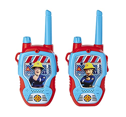 Dickie Toys Feuerwehrmann Sam Walkie Talkies für Kinder ab 4 Jahren - 2 Funkgeräte, 100m Reichweite, kindgerechte Lautstärke, Robustes Gehäuse - Rote Walkie Talkie Kinder Spielzeug - 203092005