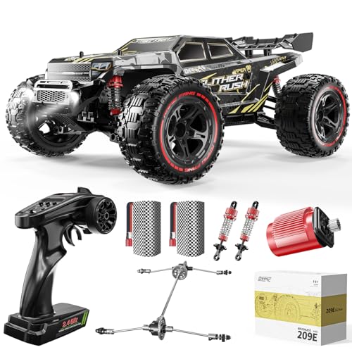 DEERC 1:10 Schnelles bürstenloses RC-Auto für Erwachsene, über 60 km/h, High-Speed-4WD-Offroad-Ferngesteuerter Truck mit 2 * 3S-Akkus und zusätzlichen Schwingarmen, RC-Crawler-Geschenk