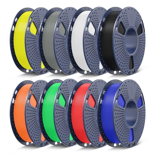 SUNLU 3D Drucker Filament Bündel 2KG, Multicolor PLA+ Filament 1.75mm ±0.02mm, 250g per Spool, 8 Packs, Schwarz+Weiß+Grau+Rot+Klein Blau+Gelb+Grün+Sonnenorange