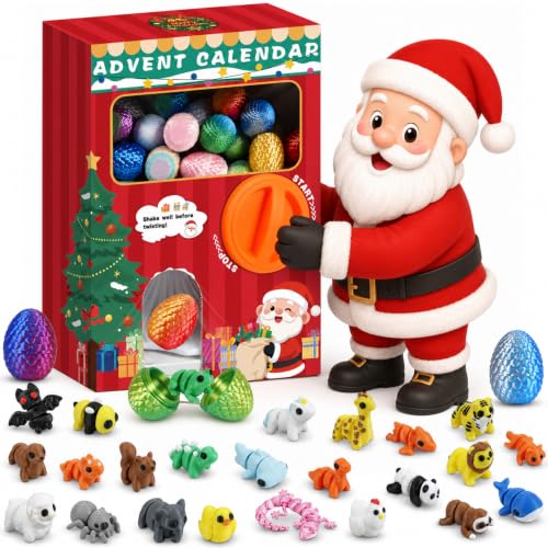 Adventskalender Kinder 2026 3D-gedruckte Tiere mit Kapselautomat