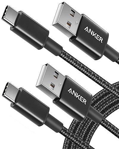Anker USB-C/USB- A Kabel [2 Stück] 1,8 m Nylon Type C Ladekabel für Samsung Galaxy S10 S9 S8 Plus,Note 9 8,LG G5 G6 V20,HTC 10 U11, Huawei Honor, P20 Lite P10 P9, Mate9 10 usw (Schwarz)