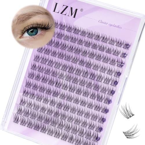 LZM Wimpern Extensions Cluster Lashes - C Curl Wimpern Einzeln 10-13mm Lash Clusters Natürlich 144pcs Dünnes Band Cluster Lashes Natürlich (YW-C)