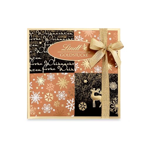 Lindt Schokolade | Rosé Goldstücke Pralinés-Schachtel | 180g | 18 edle Pralinen in 10 festlichen Sorten, teilweise mit Alkohol | Premium Pralinenmischung in Rosé-Geschenkbox zu Weihnachten