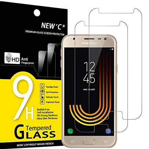 NEW'C 2 Stück für Samsung Galaxy J5 2017 für Panzerglas, Frei von Kratzern, 9H Härte, HD Displayschutzfolie, 0.33mm Ultra-klar, Ultrabeständig