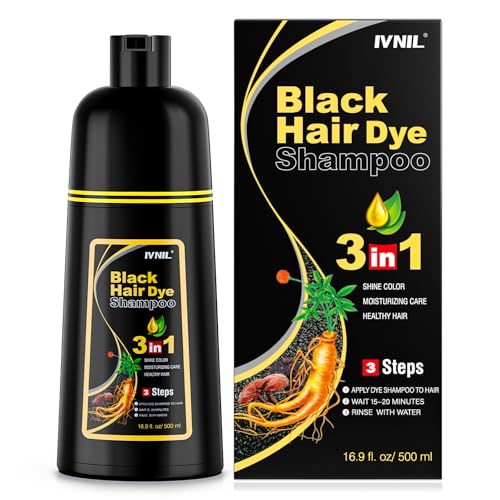 Black Hair Dye Shampoo Haarfarbe Schwarz haarfärbeshampoo 3in1 für Männer und Frauen, Haarfarbe Shampoo Gegen Graue Haare Hair Color Shampoo