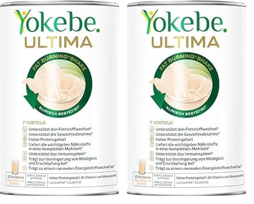 Yokebe Ultima Shake - Mahlzeitersatz zur Unterstützung des Fettstoffwechsels und der Gewichtsabnahme - Diät-Drink mit hohem Proteingehalt - 400 g : 10 Portionen (Packung mit 2)