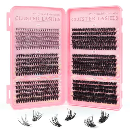 Glowing Win Wimpern Extensions 590 Stück Cluster Lashes Einzelne Wimpern 20D 40D 50D 60D 80D 100D 8-16mm Wimpernverlängerung für DIY zu Hause