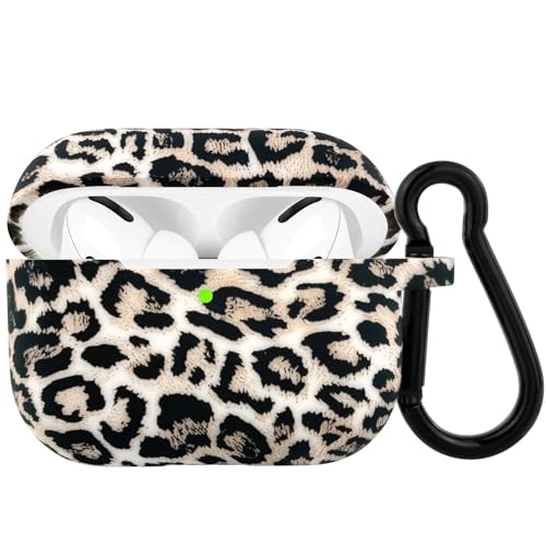 Hülle Case Kompatibel mit AirPods Pro 2, AirPods Pro, Ästhetisches Leopardenmuster Hülle aus Silikon Kompatibel für Frauen und Mädchen mit Karabiner, Stoßfeste, Léopard Dunkelbraun