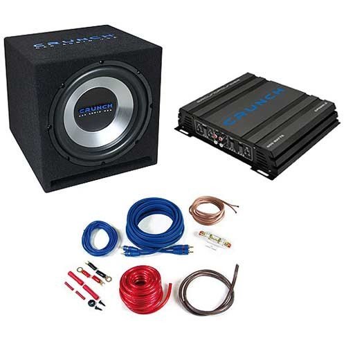 Crunch CBP500 - Basspaket mit einem 30cm Subwoofer + 2-Kanal Verstärker fürs Auto - 300mm Bassbox mit 500Watt Endstufe und Strom Anschlusskit 10mm² Stromkabel