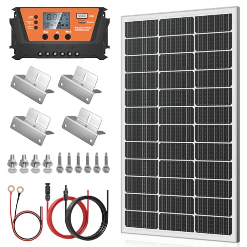 120W Solarpanel Solarzelle kit: 120W 12V Monokristallinem Solarmodul + 30 A Solarladeregler, Solarkabel, für 12V Batterien Solaranlage, Wohnmobil, Wohnwagen, Boot, Wohnwagen, Haushalt(Weiß)