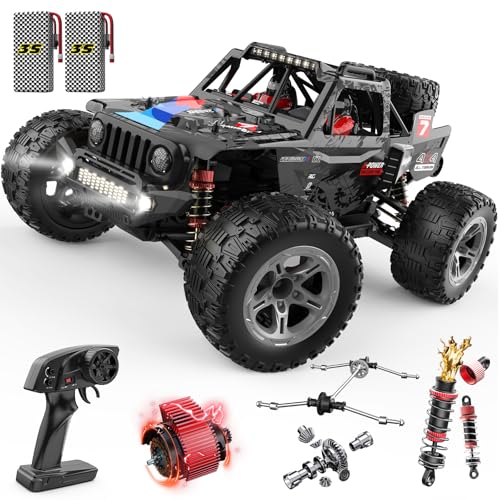 DEERC 207E 1/10 Brushless RC Truck für Erwachsene, 55 KMH schnelles RC Auto, 4WD Elektro-Geländewagen, Monstertruck, Hochgeschwindigkeits-Rallye RC Car, All-Terrain-Crawler mit 3S-Akkus für Jungen