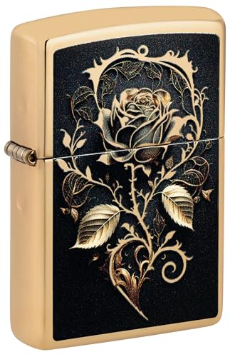 Zippo Sturmfeuerzeug - Golden Rose, High Polish Brass, Color Image - Nachfüllbar - Wiederverwendbar - Windfestes Design - Geschenkbox - Made in USA