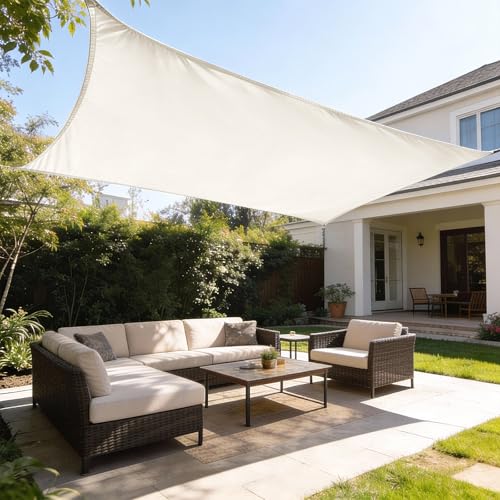 HAIKUS Sonnensegel Wasserdicht Rechteckig 2x3m Sonnenschutz Wasserabweisend Premium PES Polyester mit UV Schutz für Balkon Garten Terrasse Creme 3x2m