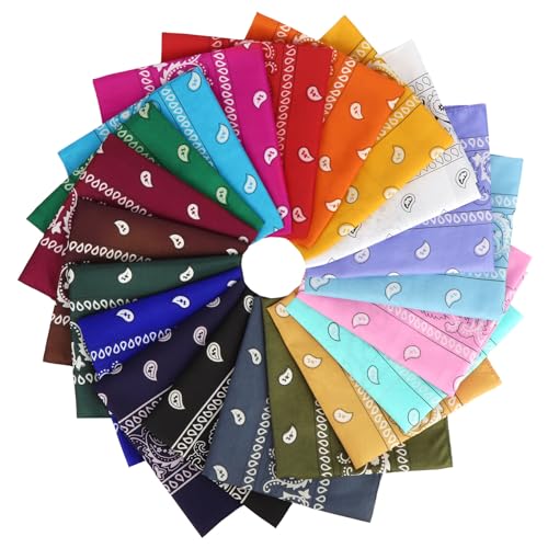 Chalier Cmfort Bandana Damen Herren Nickitücher Kopftuch Paisley Muster Mischfarben Bandana MultifunKopftuch，20 Pack