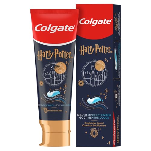 Colgate Harry Potter Blubberkessel Kinderzahnpasta ab 6 Jahren, Sanfte Zahnpasta für Kinder, Von Zahnärzten empfohlener Fluoridgehalt, Maximaler Kariesschutz, 4x stärkerer Zahnschmelz